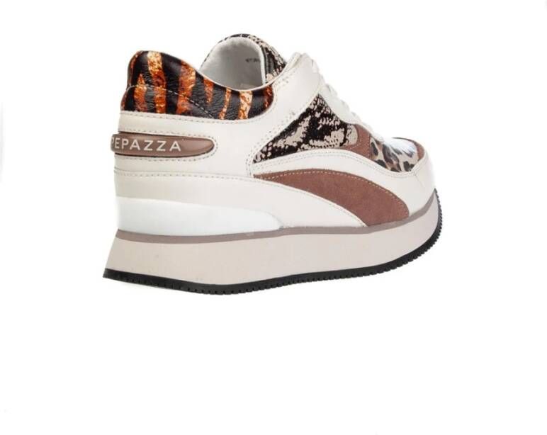 Apepazza Dierenprint Sleehak Sneakers White Dames