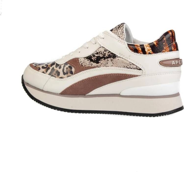 Apepazza Dierenprint Sleehak Sneakers White Dames