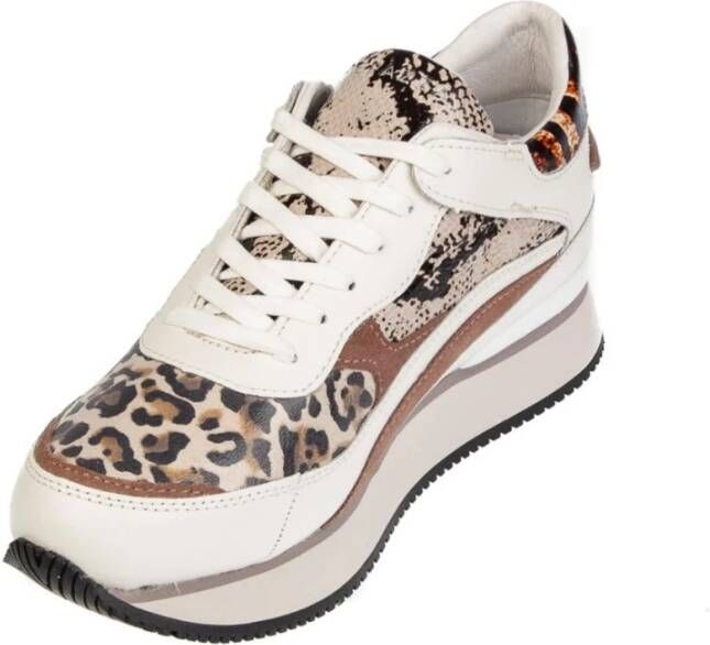 Apepazza Dierenprint Sleehak Sneakers White Dames