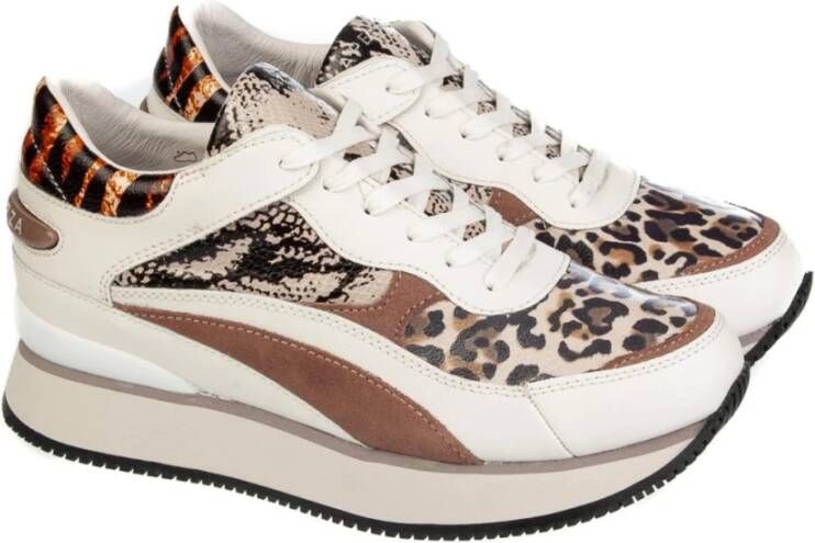 Apepazza Dierenprint Sleehak Sneakers White Dames