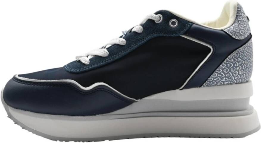 Apepazza Navy Silver Sneakers Mid-High Style Black Dames