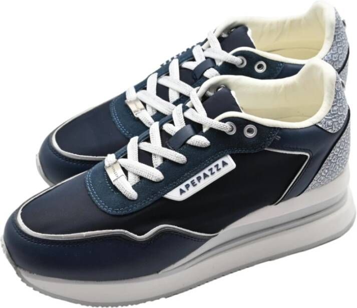 Apepazza Navy Silver Sneakers Mid-High Style Black Dames