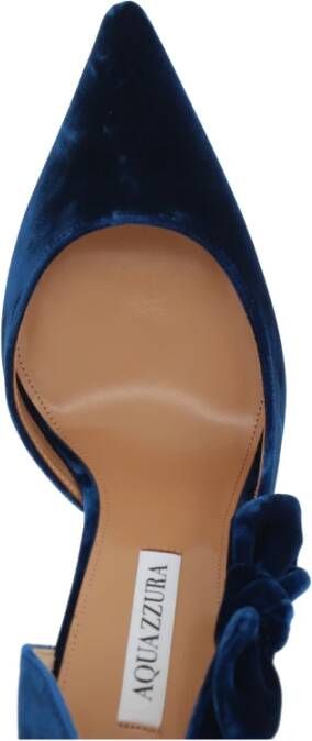 Aquazzura Blauwe Velvet Puntige Neus Stiletto Pomp Blue Dames