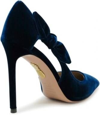 Aquazzura Blauwe Velvet Strik Pumps Blue Dames