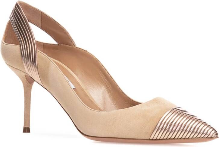 Aquazzura Elegant Pointed Toe Suede Pumps Beige Dames