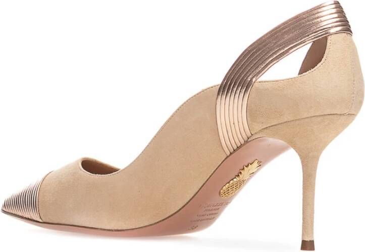 Aquazzura Elegant Pointed Toe Suede Pumps Beige Dames