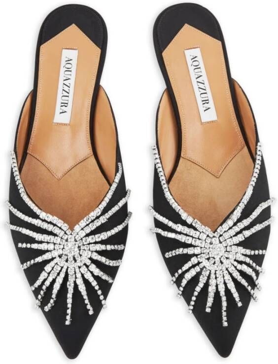 Aquazzura Elegante Muiltjes met Snakeskin Detail Black Dames