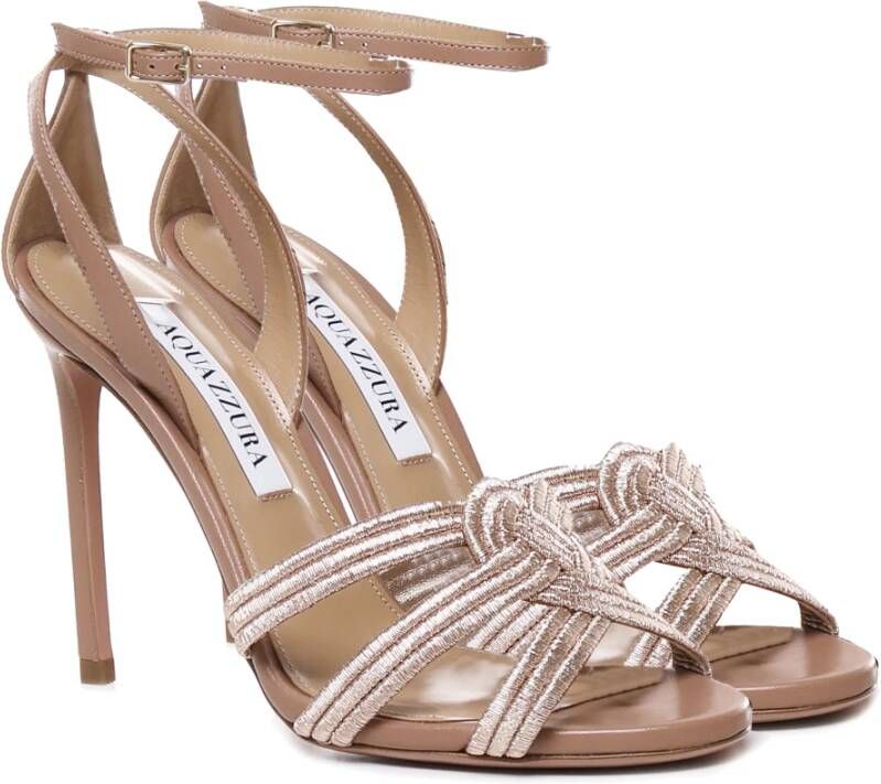 Aquazzura Glitter Enkelband Sandalen Nude Beige Dames