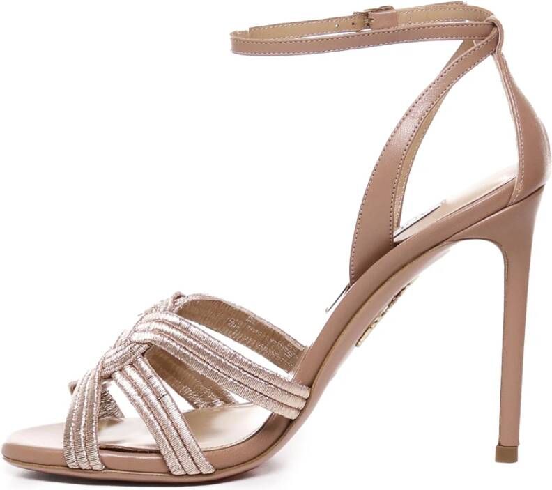 Aquazzura Glitter Enkelband Sandalen Nude Beige Dames