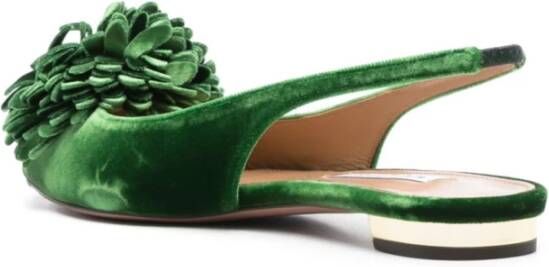 Aquazzura Groene Velvet Pom Salon Schoenen Green Dames