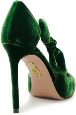 Aquazzura Groene Velvet Strik Pomp Green Dames