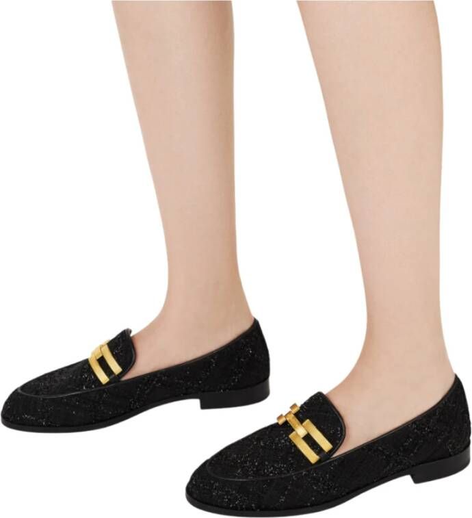 Aquazzura Italiaanse Bouckle' Slip-On Leren Loafers Black Dames