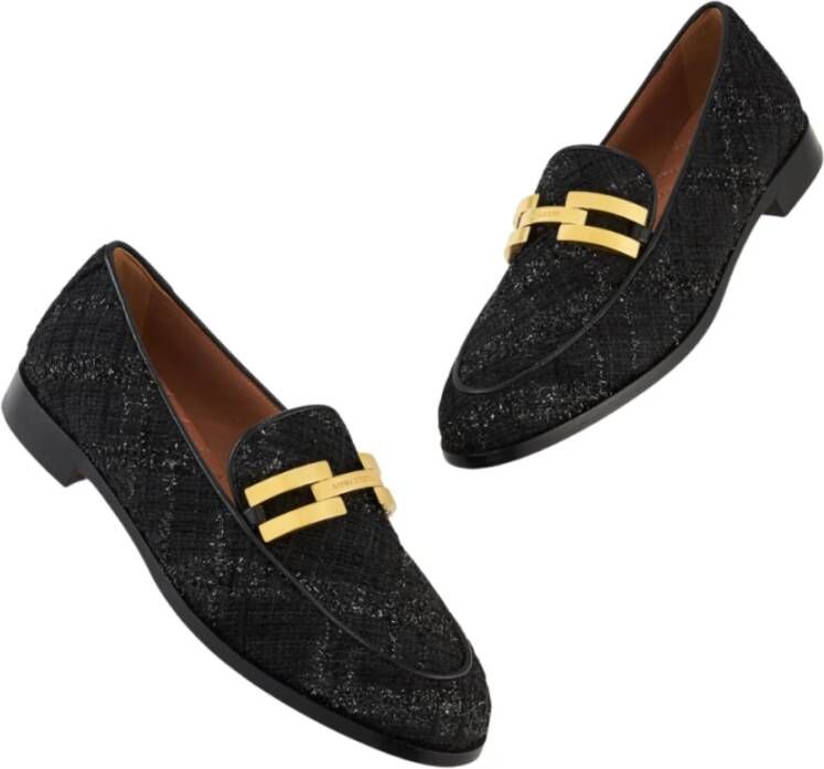 Aquazzura Italiaanse Bouckle' Slip-On Leren Loafers Black Dames