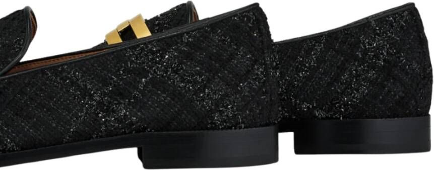 Aquazzura Italiaanse Bouckle' Slip-On Leren Loafers Black Dames