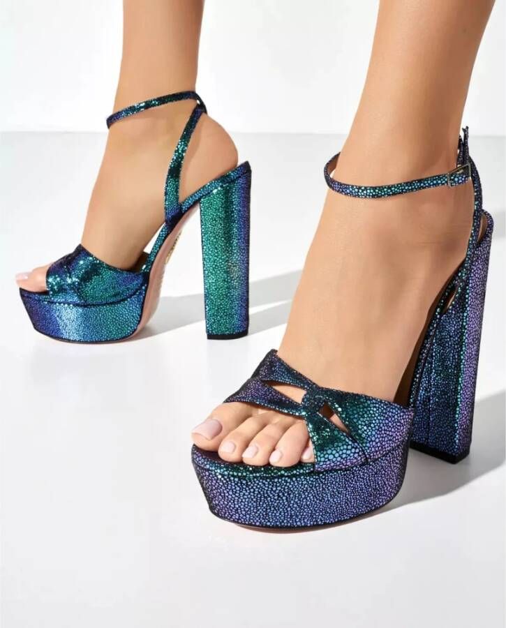 Aquazzura Kleurrijke platform sandalen met mozaïek detail Green Dames