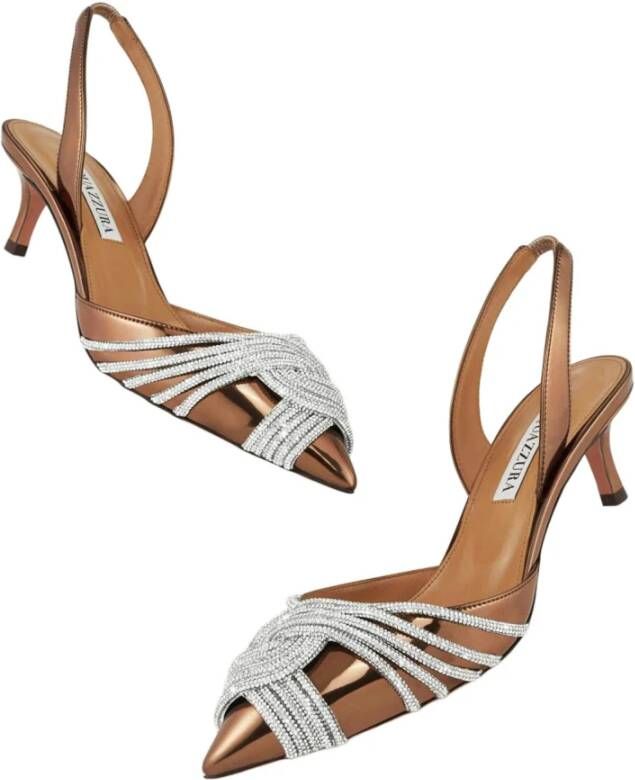 Aquazzura Kristal Detail Sling Pumps Brown Dames