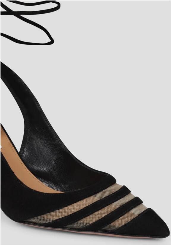 Aquazzura Mesh & Suede Slingback Pumps Black Dames