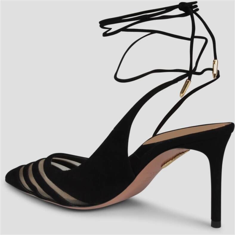 Aquazzura Mesh & Suede Slingback Pumps Black Dames