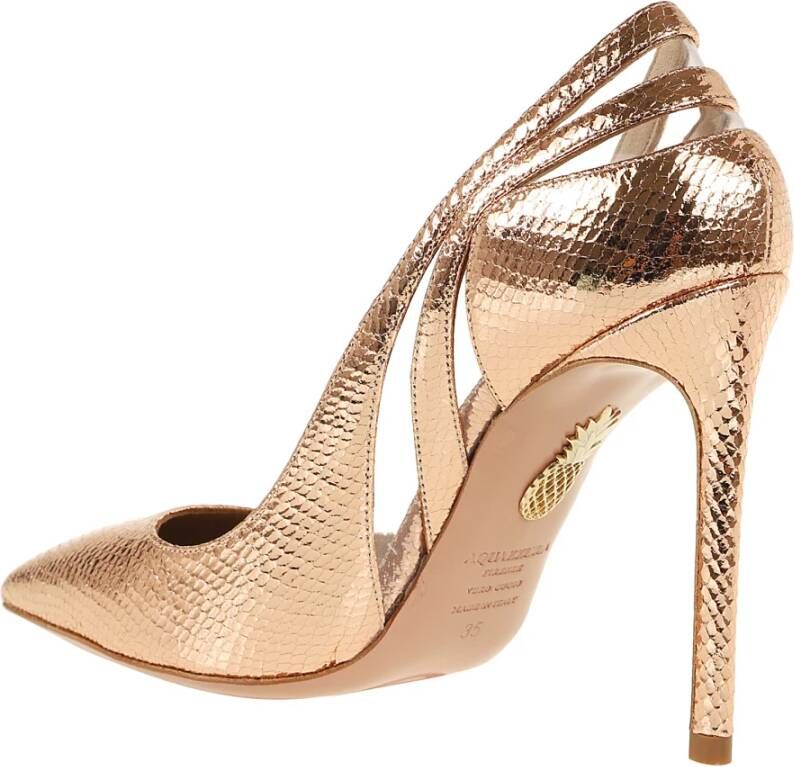 Aquazzura Metallic Pumps voor Vrouwen Elegante Stijl Yellow Dames