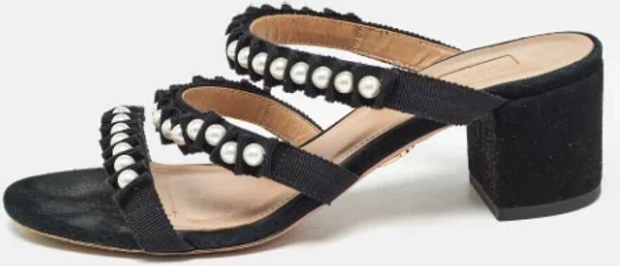 Aquazzura Pre-owned Canvas sandals Black Dames