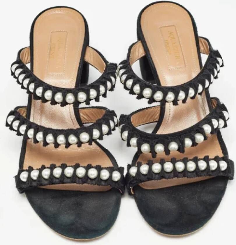 Aquazzura Pre-owned Canvas sandals Black Dames