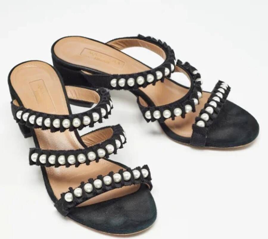 Aquazzura Pre-owned Canvas sandals Black Dames