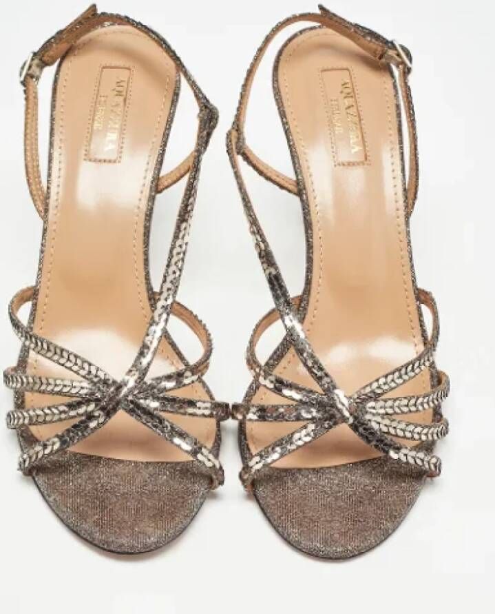 Aquazzura Pre-owned Canvas sandals Gray Dames