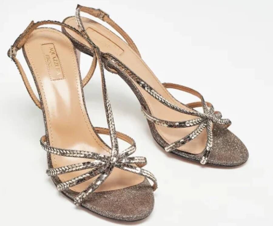 Aquazzura Pre-owned Canvas sandals Gray Dames