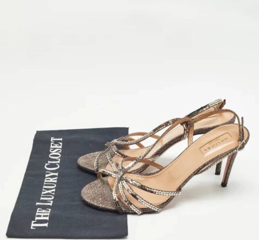 Aquazzura Pre-owned Canvas sandals Gray Dames