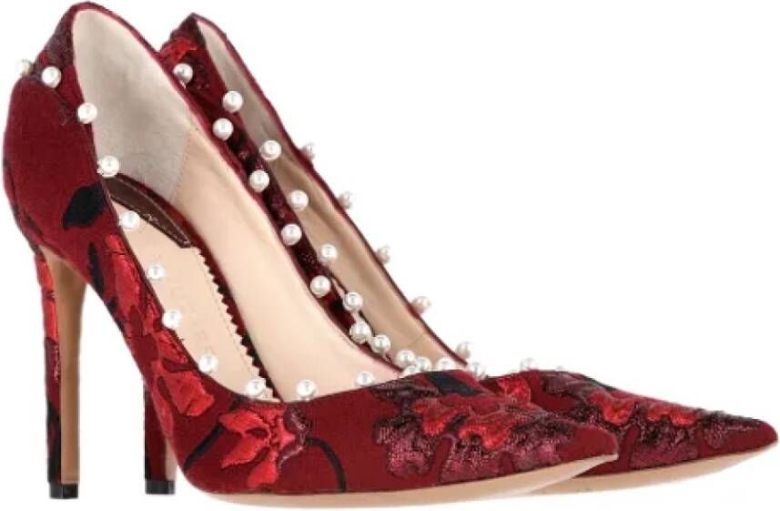 Aquazzura Pre-owned Cotton heels Red Dames