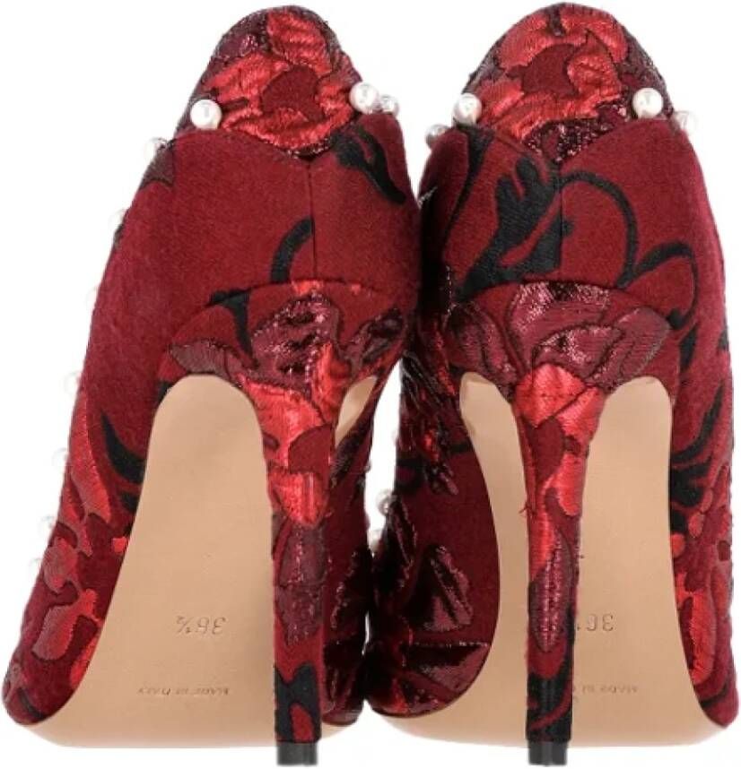 Aquazzura Pre-owned Cotton heels Red Dames