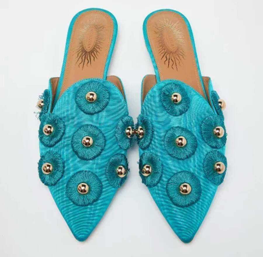 Aquazzura Pre-owned Fabric flats Blue Dames