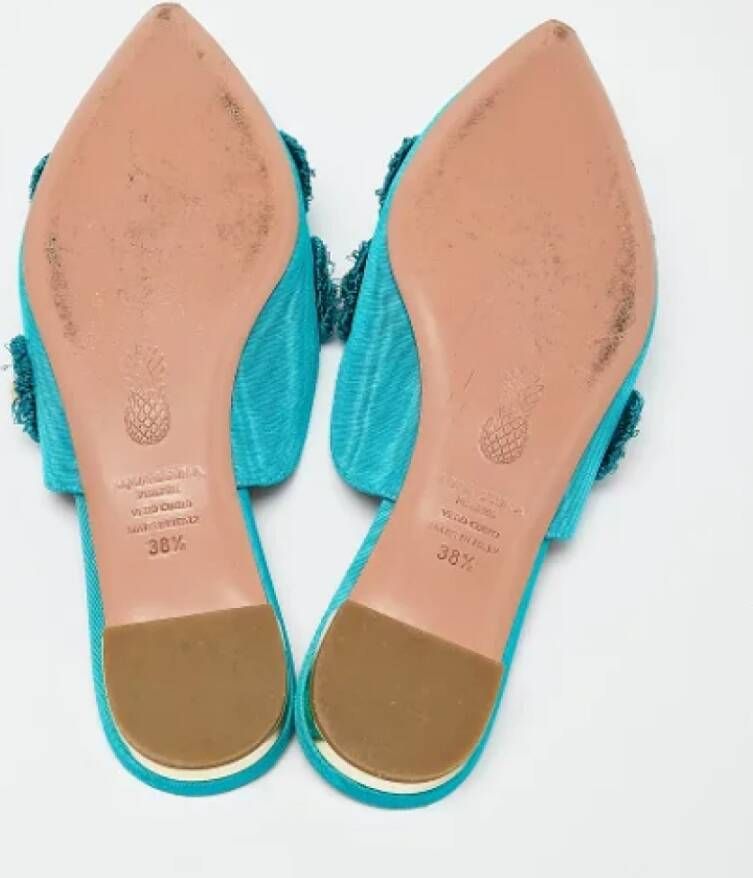 Aquazzura Pre-owned Fabric flats Blue Dames