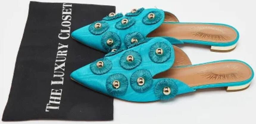 Aquazzura Pre-owned Fabric flats Blue Dames