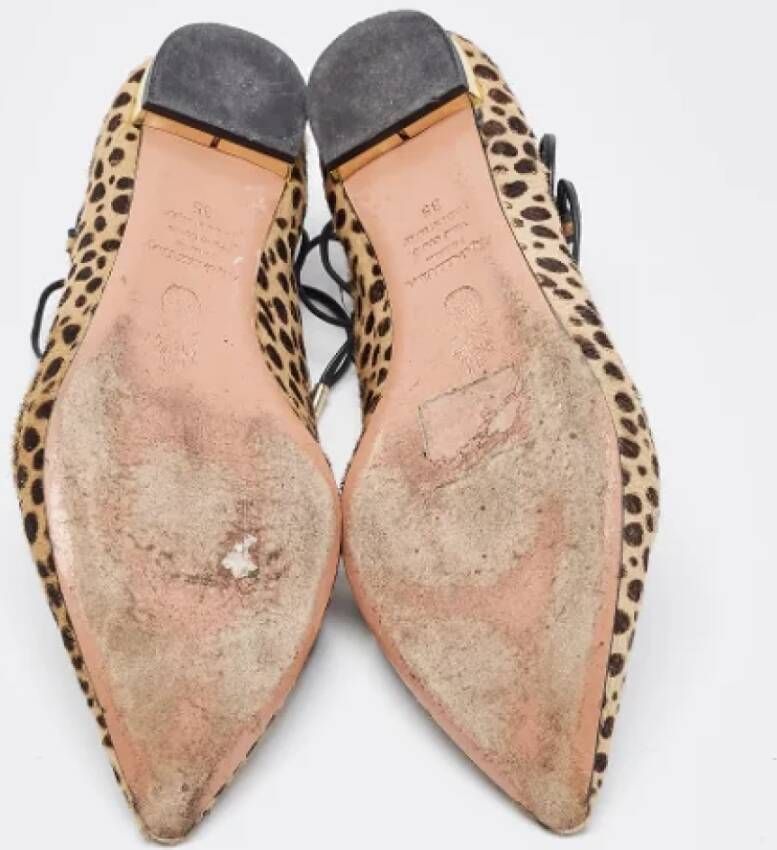 Aquazzura Pre-owned Fabric flats Brown Dames