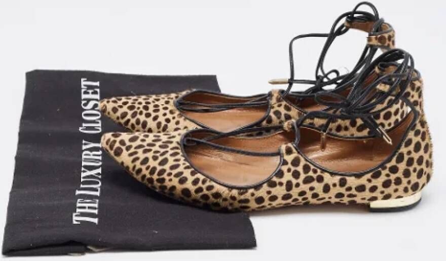 Aquazzura Pre-owned Fabric flats Brown Dames