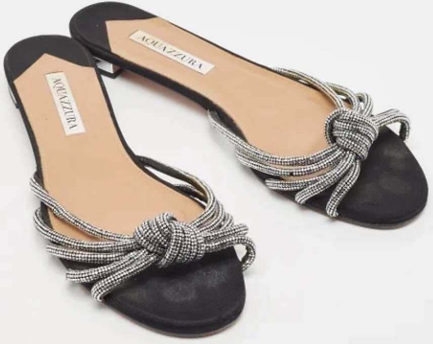 Aquazzura Pre-owned Fabric flats Gray Dames