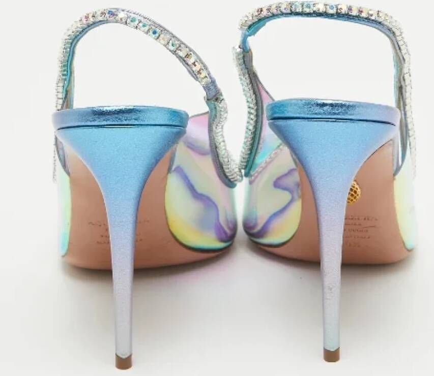 Aquazzura Pre-owned Fabric heels Blue Dames