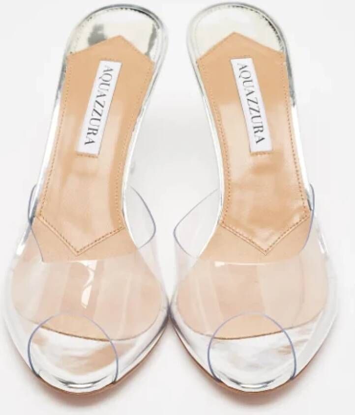 Aquazzura Pre-owned Fabric mules White Dames