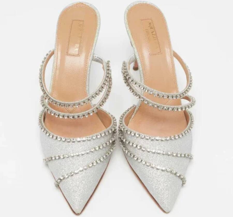 Aquazzura Pre-owned Fabric sandals Gray Dames