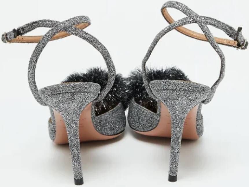 Aquazzura Pre-owned Fabric sandals Gray Dames