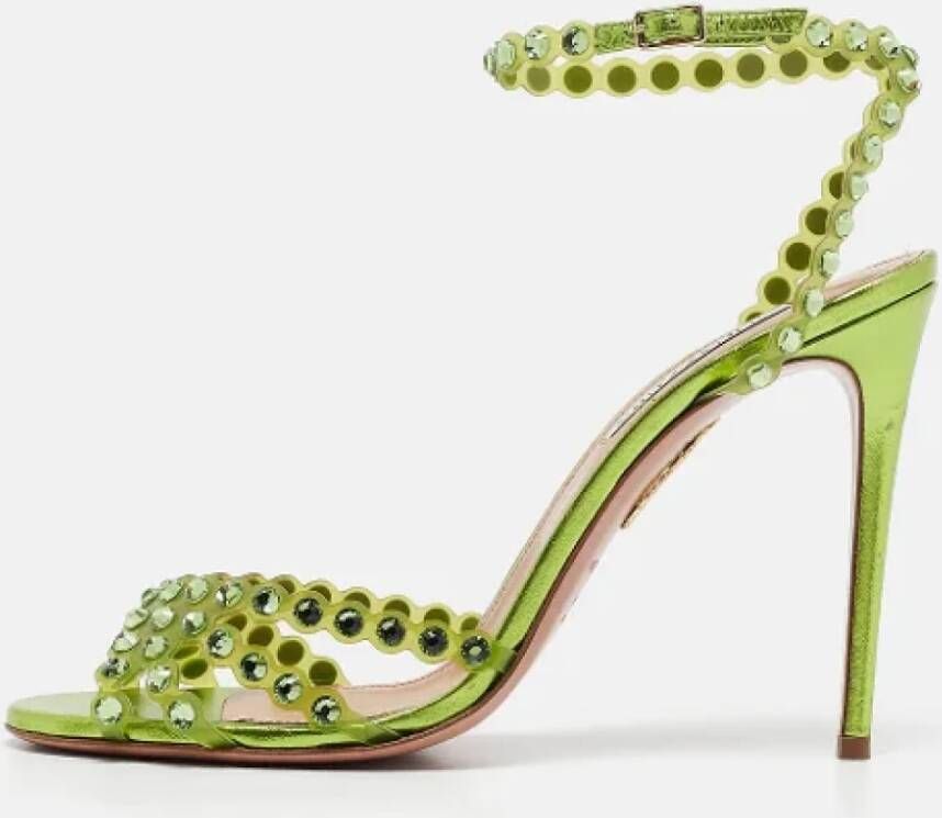 Aquazzura Pre-owned Fabric sandals Green Dames