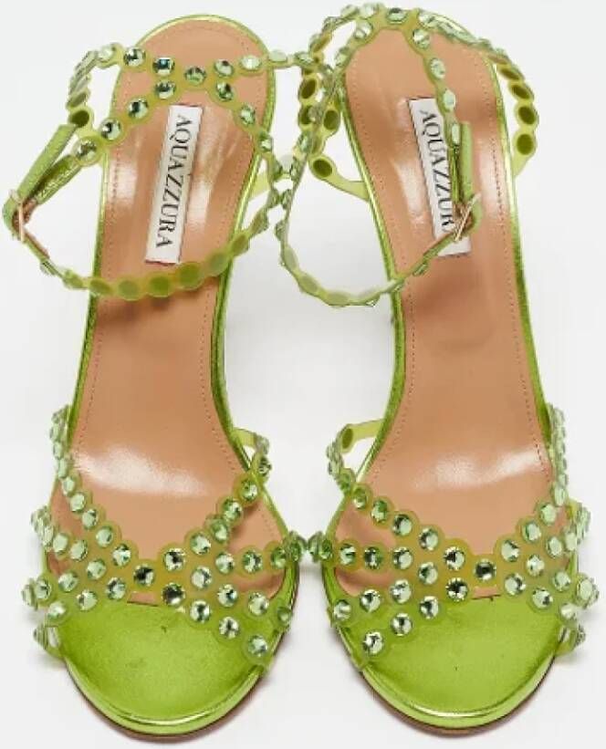 Aquazzura Pre-owned Fabric sandals Green Dames