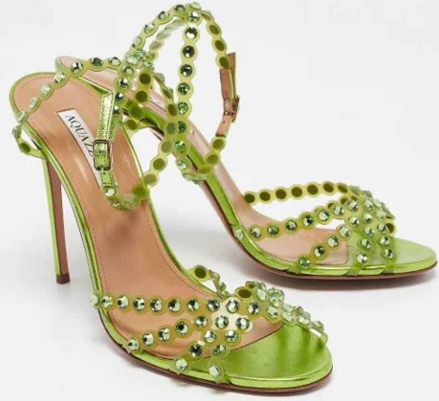 Aquazzura Pre-owned Fabric sandals Green Dames