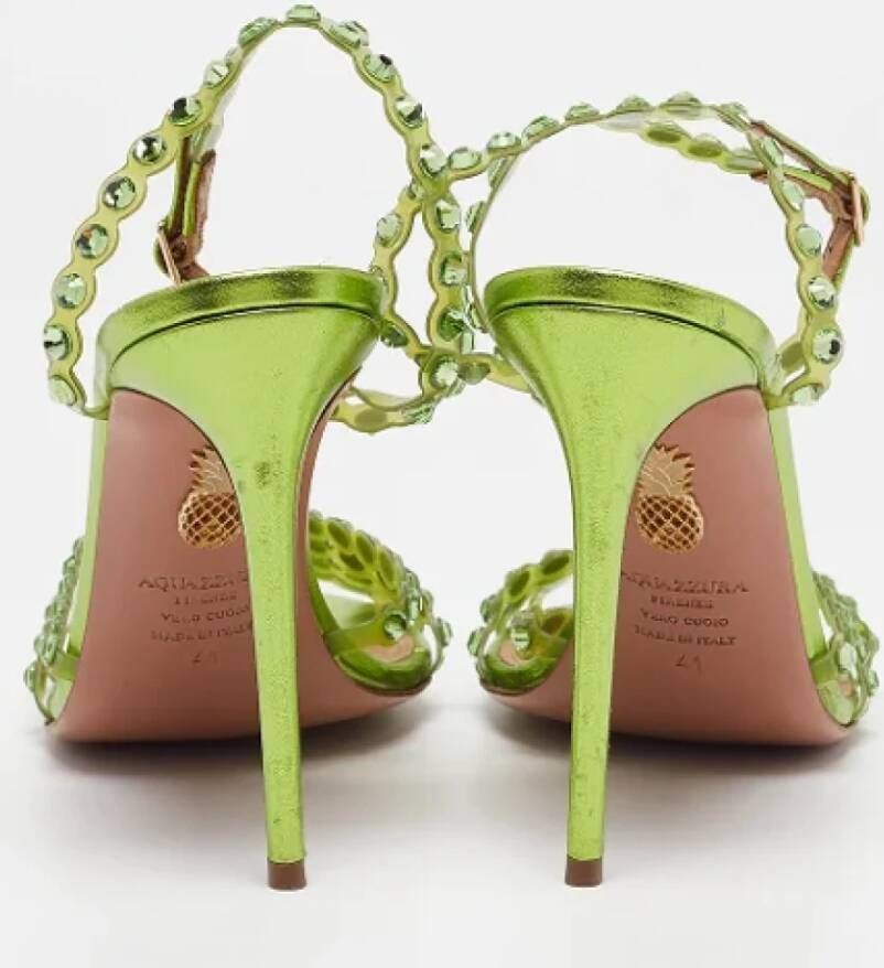 Aquazzura Pre-owned Fabric sandals Green Dames