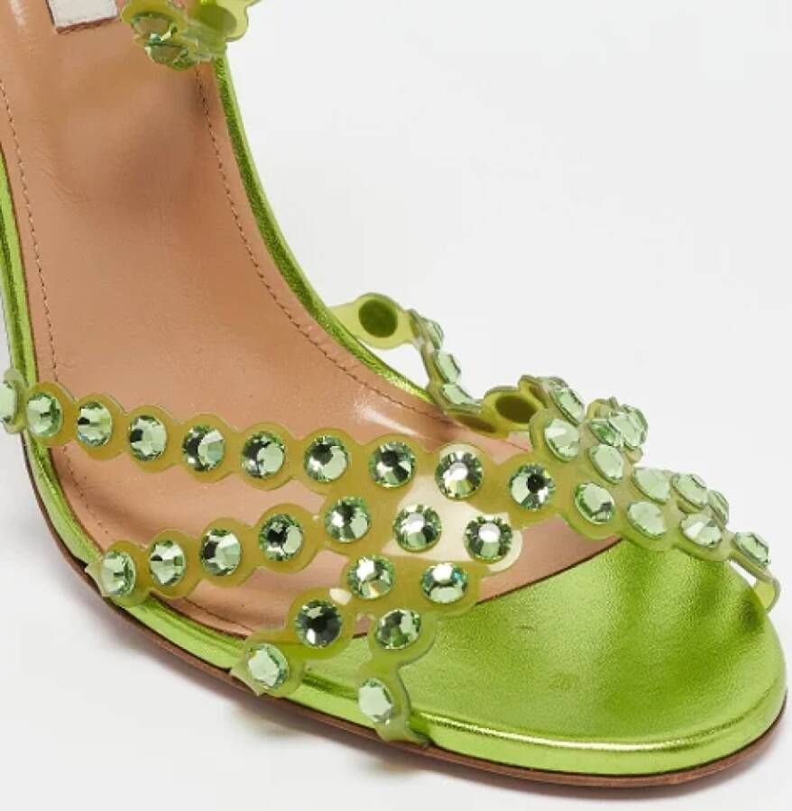 Aquazzura Pre-owned Fabric sandals Green Dames