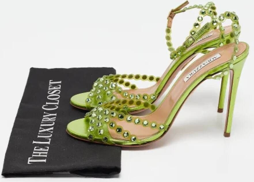 Aquazzura Pre-owned Fabric sandals Green Dames