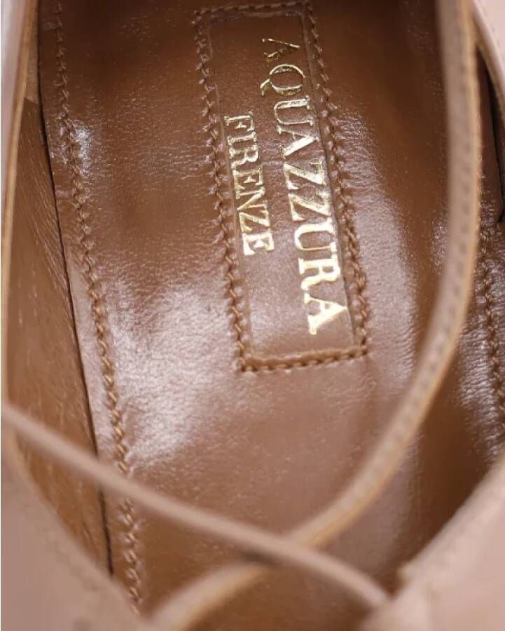 Aquazzura Pre-owned Leather flats Beige Dames