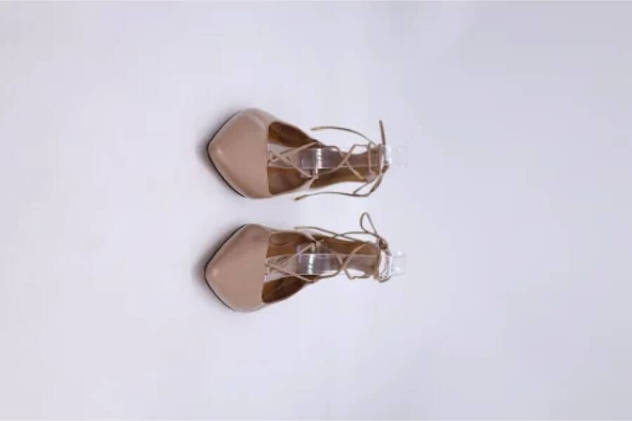 Aquazzura Pre-owned Leather flats Beige Dames