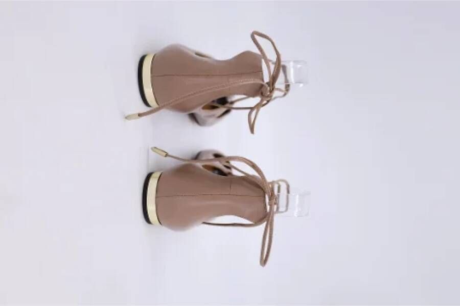 Aquazzura Pre-owned Leather flats Beige Dames